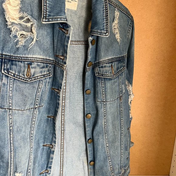Rachel Roy Distressed Denim Jacket - Picture 2 of 6